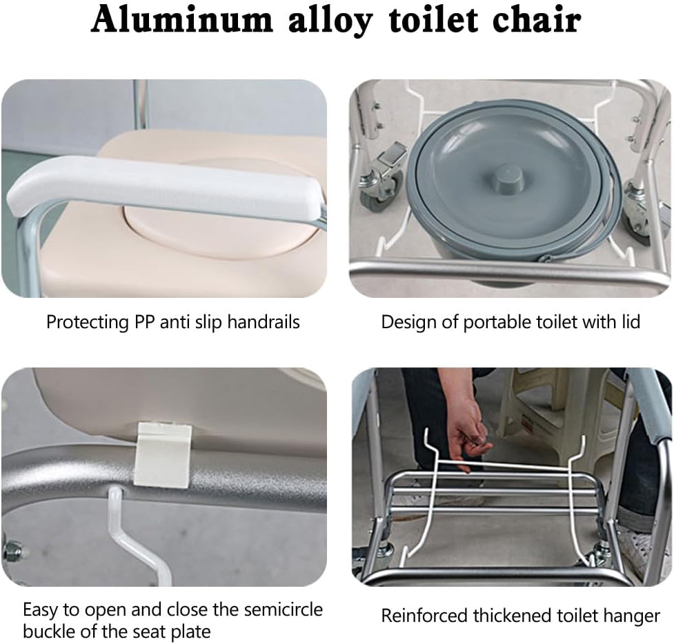 Multifunction Wheeled Mobile Toilet Commode Shower Chair Wheelchair with Wheels L946