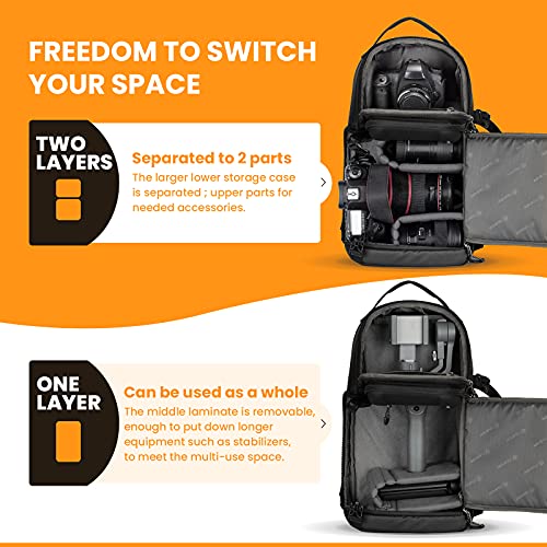 Black Waterproof Camera Sling Bag Backpack with Raincover Tripod Holder Z7746