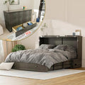 Grey Queen Size Murphy Bed with Storage Drawer S9524