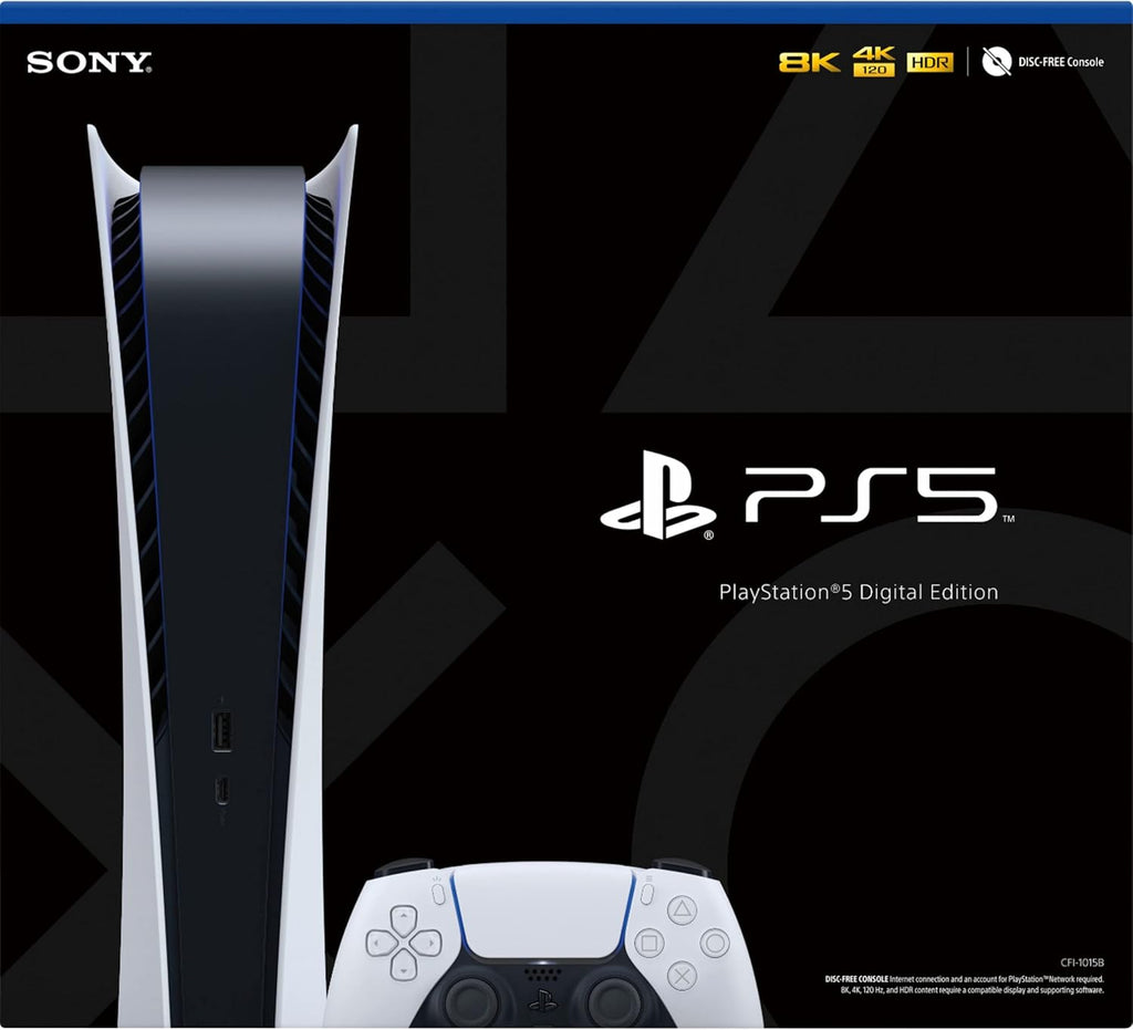 White PlayStation 5 Digital Edition Gaming Console with Wireless Controller Q7392