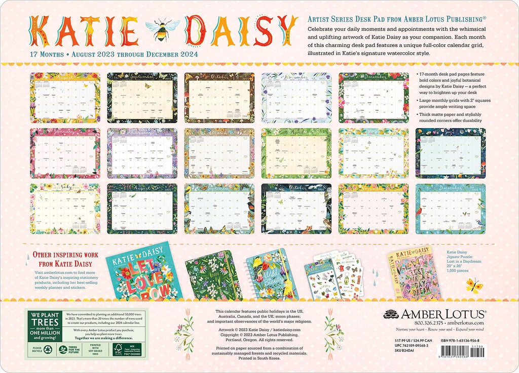 17-Month Desk Pad Calendar, 18.75" x 13.5", Large Monthly Grids Z319554