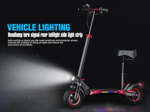 1200W Motor Electric Scooter with Seat, 11" Off-Road, 34MPH Speed, 48v 18ah, 31Miles Range, Dual Brake, Foldable B191310