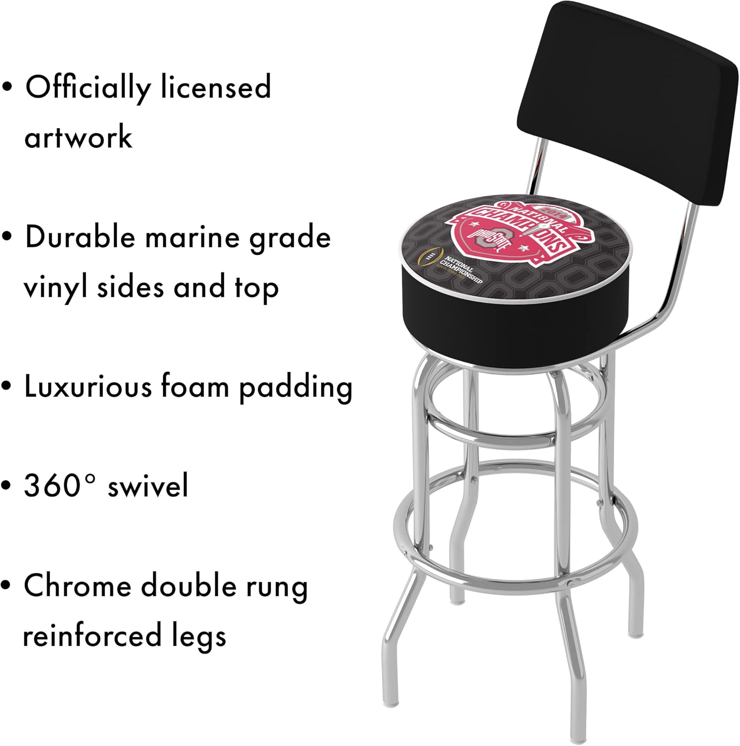 Black Swivel Bar Stool with Foam Padded Seat and Back I43905