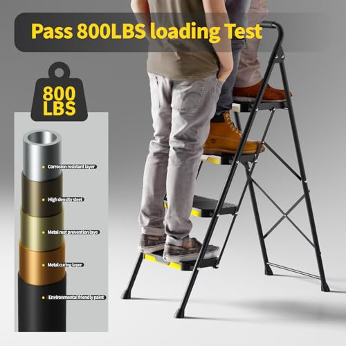 5 Step Folding Steel Ladder with Handrails D155