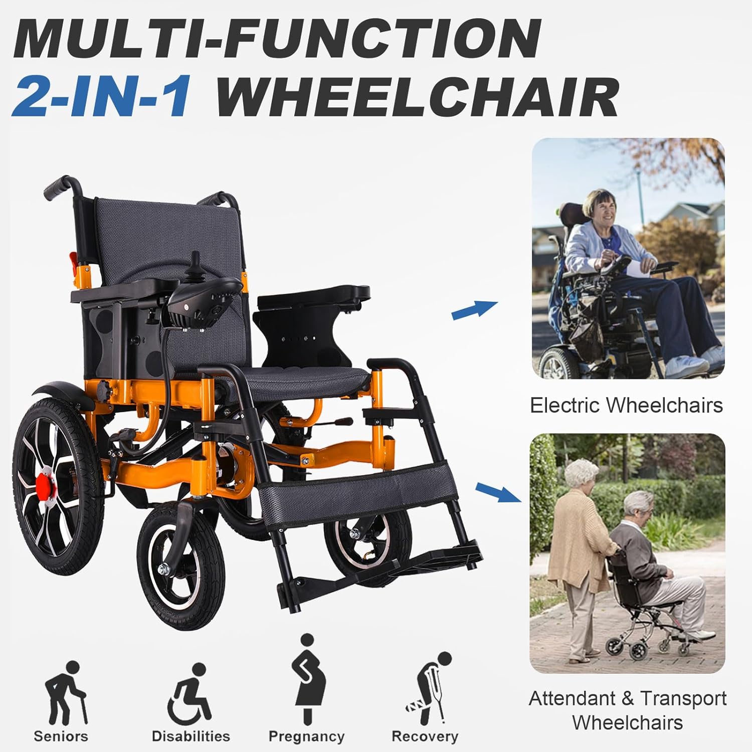 Lightweight Folding Electric Wheelchair with 20in Seat, All Terrain Power Wheelchair B60713