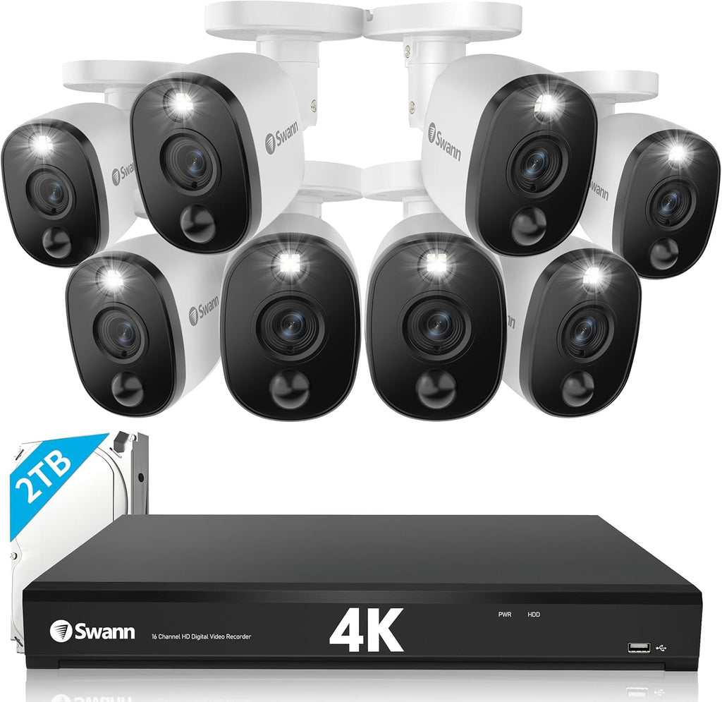 16 Channel 8 Camera 4K DVR Security Camera System with 2TB HDD B1278