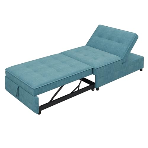 White 4-in-1 Sleeper Sofa Chair Bed with Storage Pocket and USB Port F983024