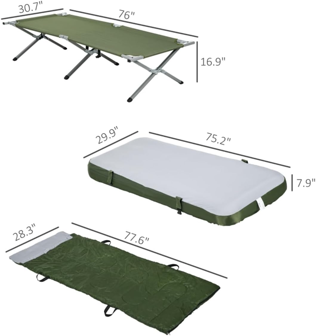 Elevated Folding Camping Cot with Sleeping Bag O2793
