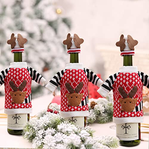 3Pack Christmas Wine Bottle Covers Reindeer Red K411696