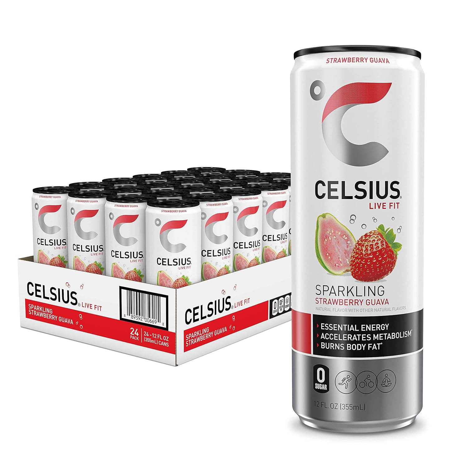 Strawberry Guava Energy Drink, 12 Fl Oz (Pack of 24) A551