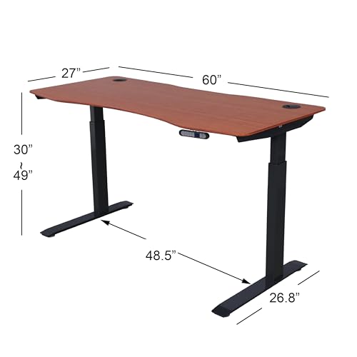 71" x 33" Electric Height Adjustable Stand up Desk with Curved Grey Top and Black Frame T37033