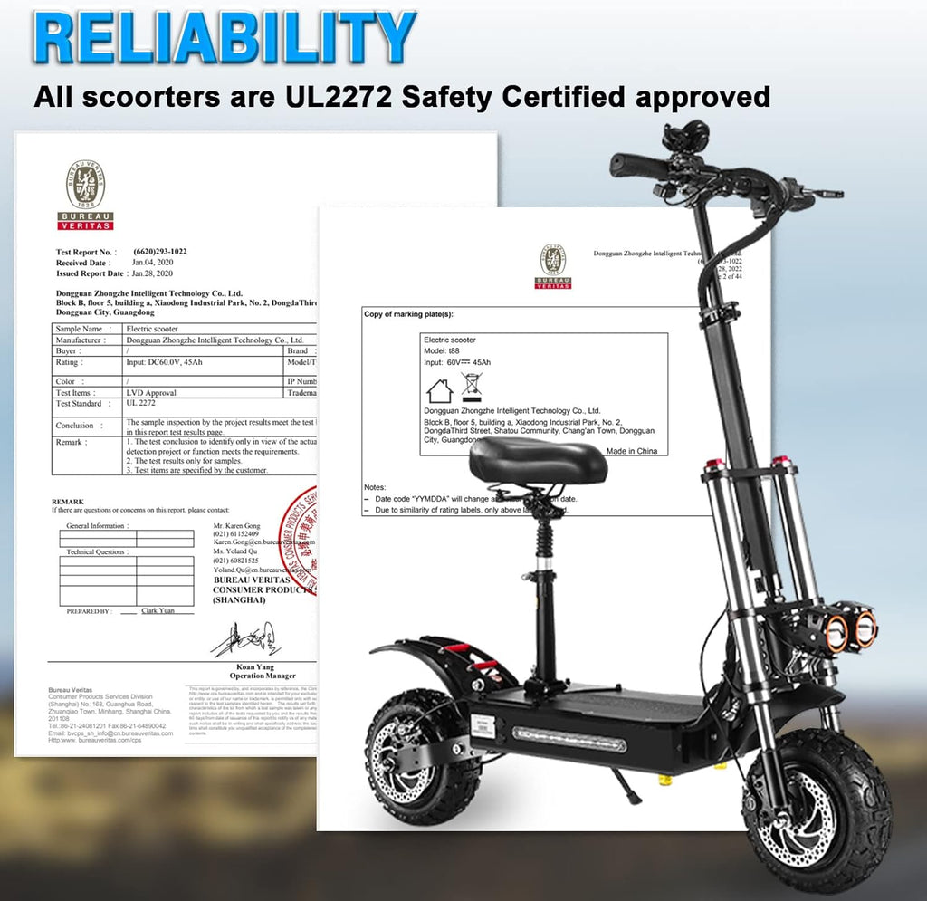 5600W Electric Scooter with Seat, 60V 35Ah, 11'' Fat Tires J825