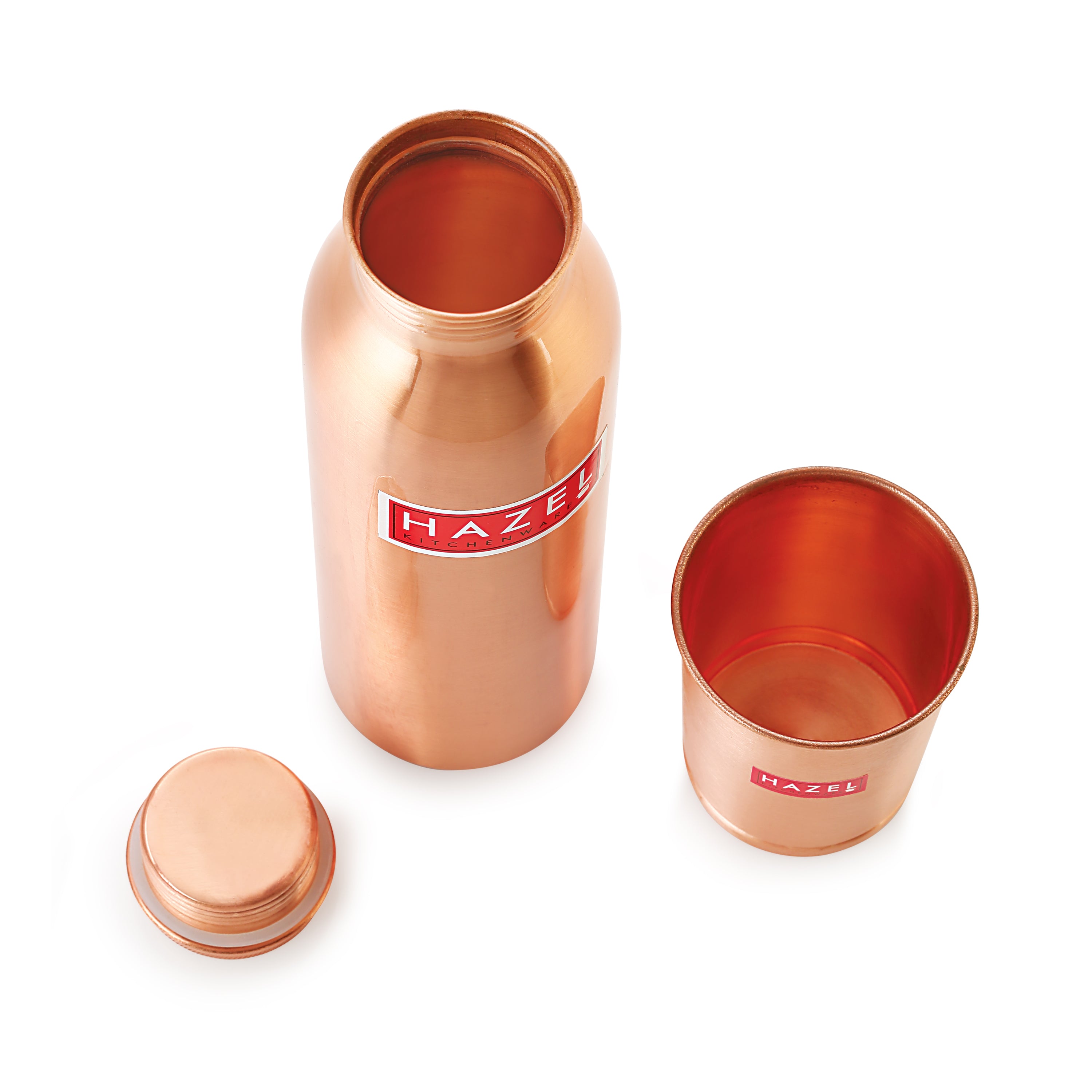 Copper Water Bottle, 28oz & 2 Glasses, 10oz E7135