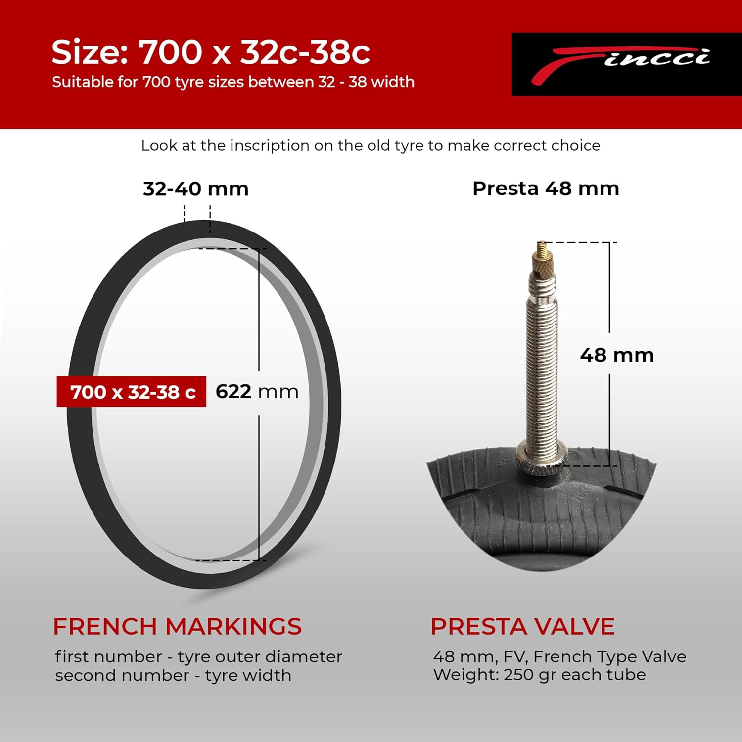 Bike Inner Tube 700x35c / 32c / 38c Presta Valve 48mm Pack of 2 A51559