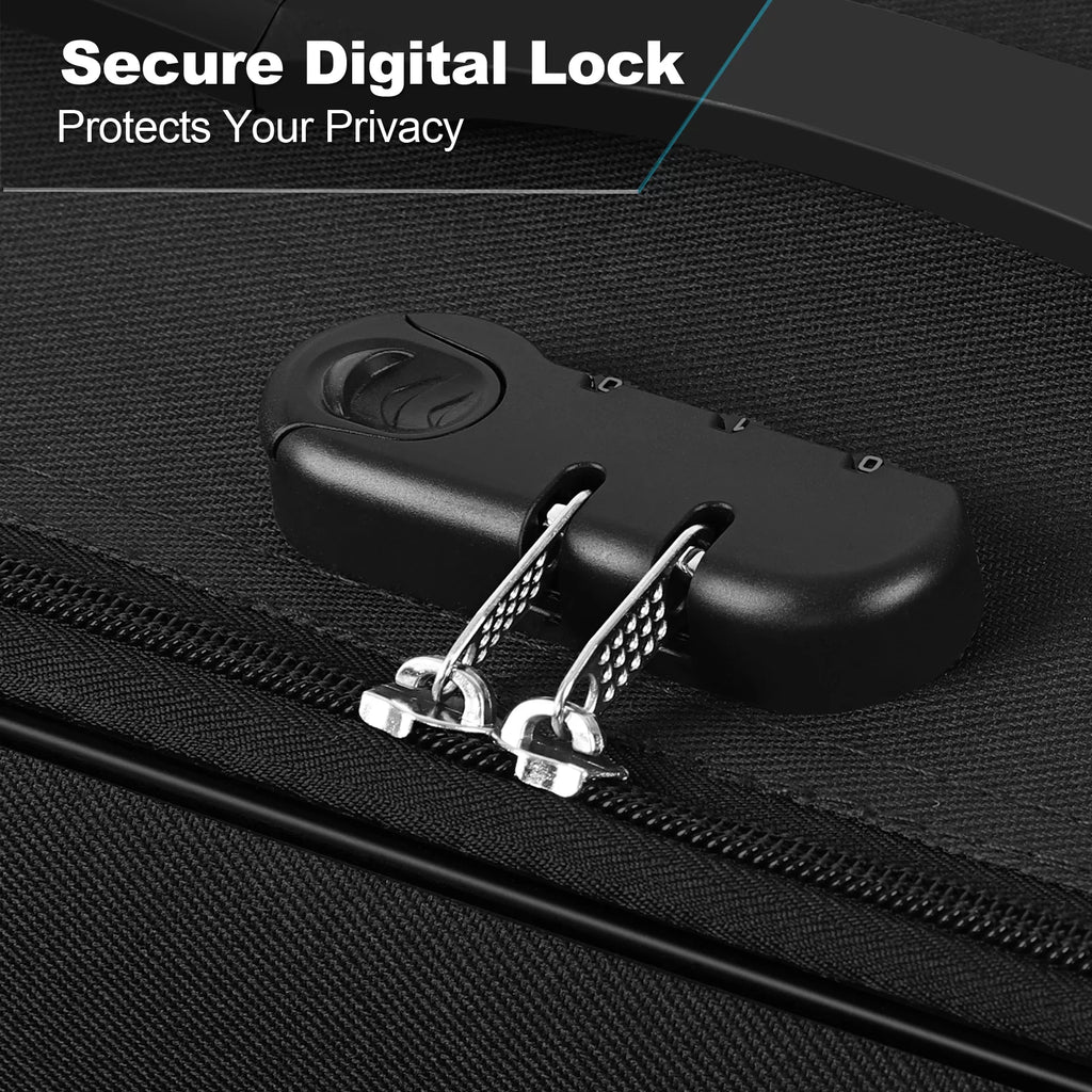 20 inch Softside Black Carry On Suitcase with Spinner Wheels Lock E800