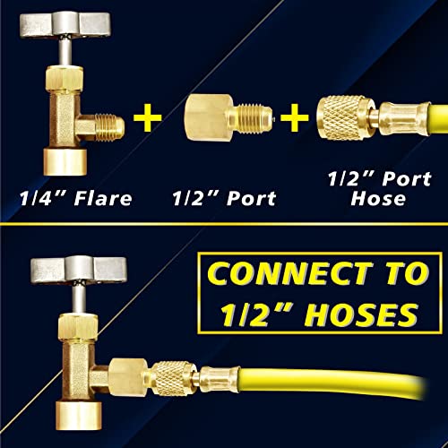 R1234YF Self-Sealing Puncture Style Refrigerant Can Tap Valve with Hose Adapters G973238
