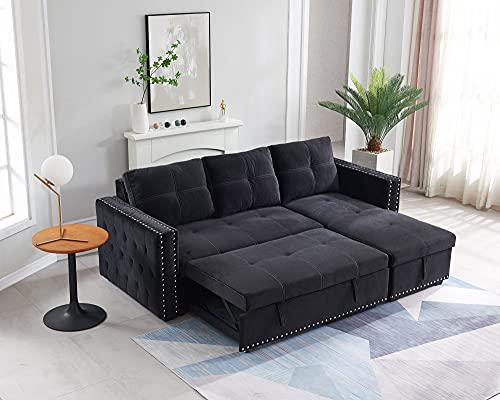 Black Sectional Sofa with Storage Chaise Q66250