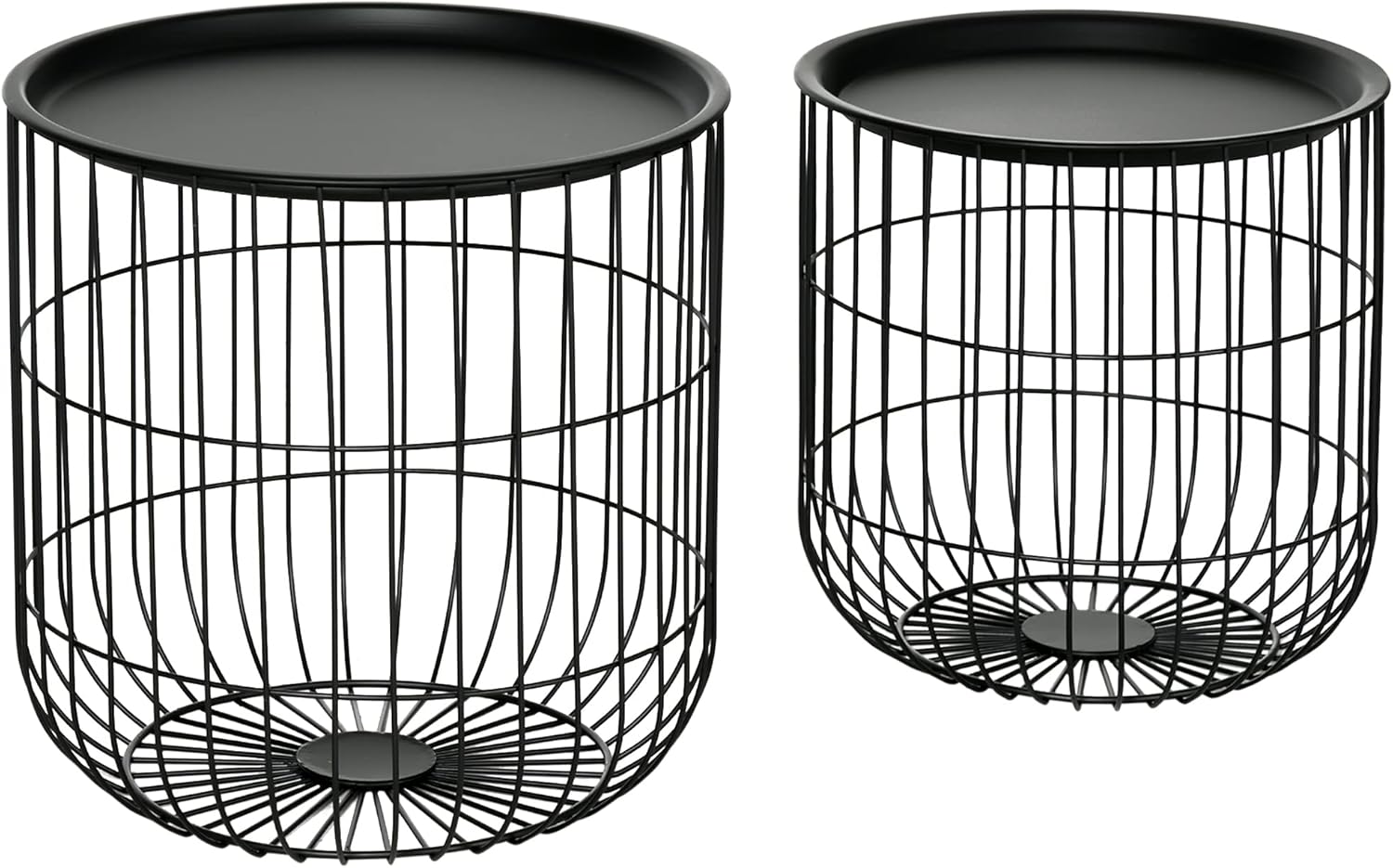 Black Round Nesting Coffee Tables Set of 2 F41832