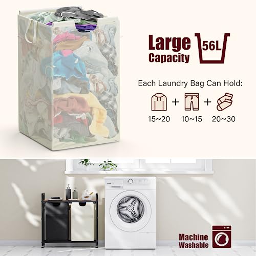 112L Large Double Laundry Hamper with 2 Removable Washable Bags P207