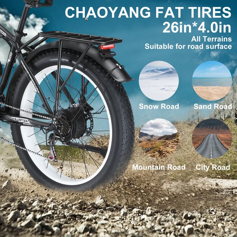 2000W 48V 23AH 26" Fat Tire Electric Mountain Bike W8407