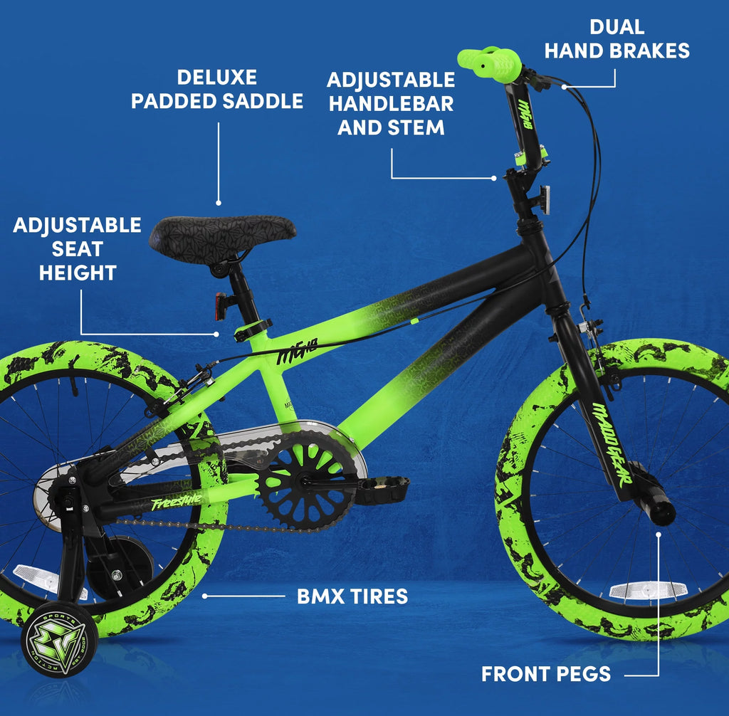 18" Black and Green BMX Bike X639