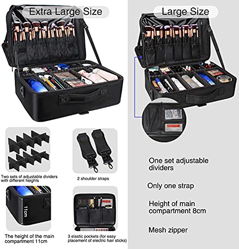 Large Capacity 3 Layers Makeup Case Cosmetic Organizer Brush Bag Barber Train Case M433