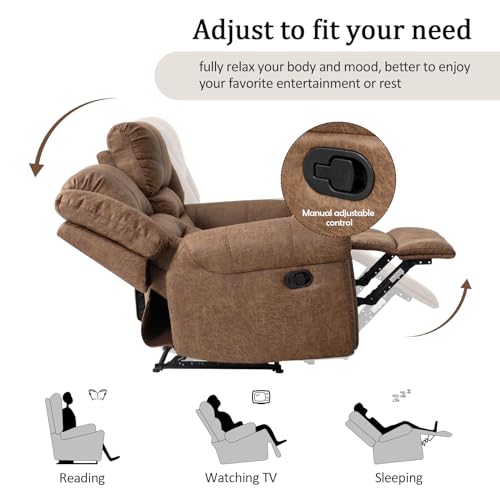 Manual Recliner Sofa Set, 2 Pieces, Nut Brown I799082