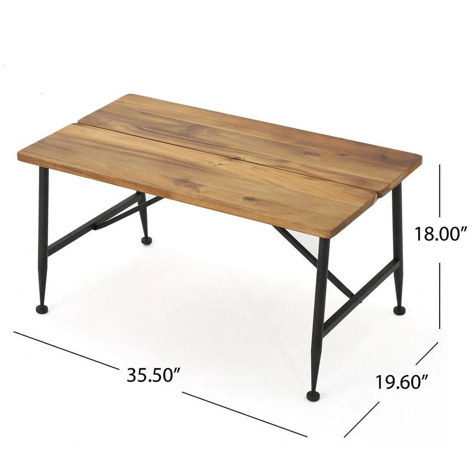 Brown Black Acacia Wood and Iron Coffee Table U689