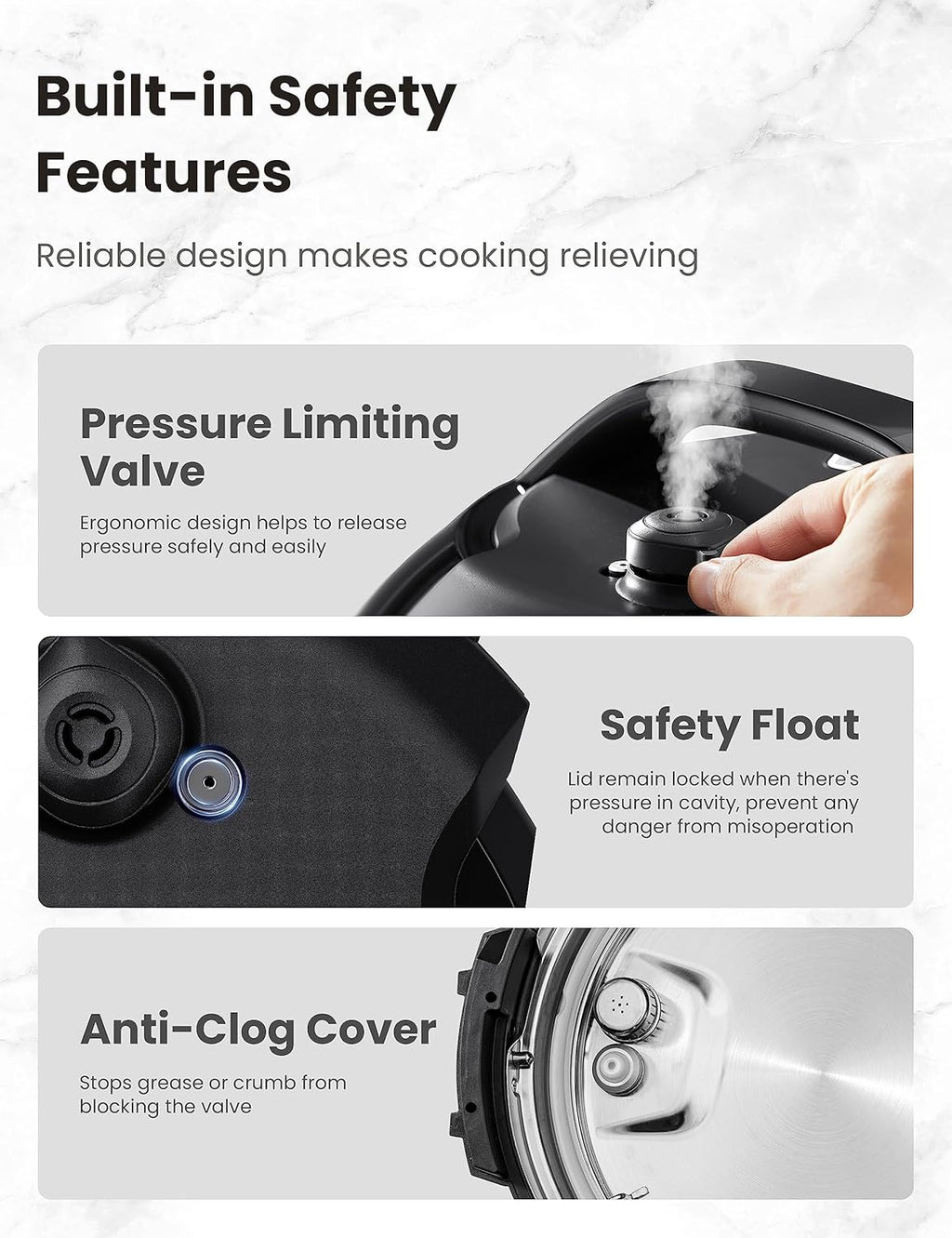 6 Quart Black Electric Pressure Cooker D4853