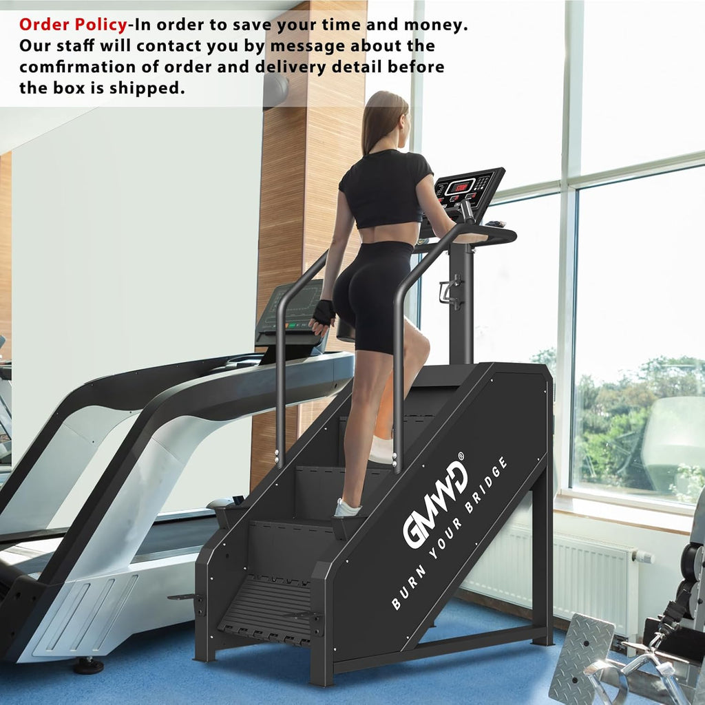 Blue Stair Stepper Exercise Machine with LED Screen, 15 Resistance Levels H325