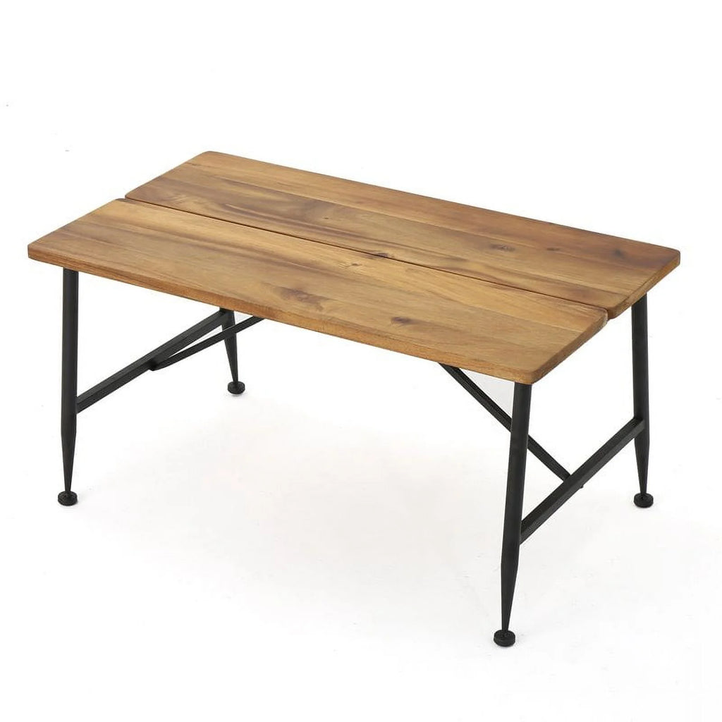 Brown Black Acacia Wood and Iron Coffee Table U689