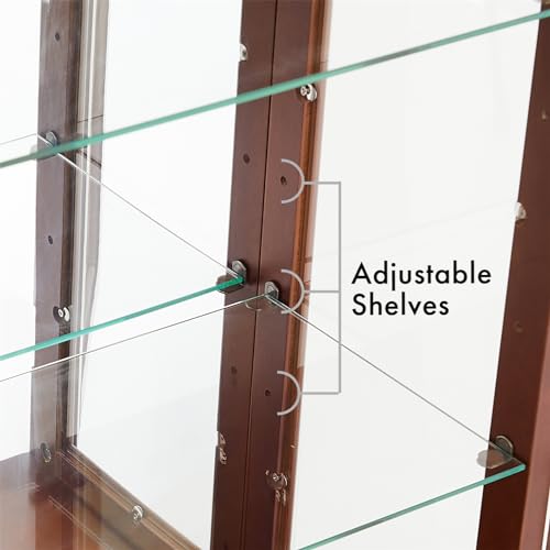 Oak Display Lighted Cabinet with Glass Doors and Adjustable Shelves B997074