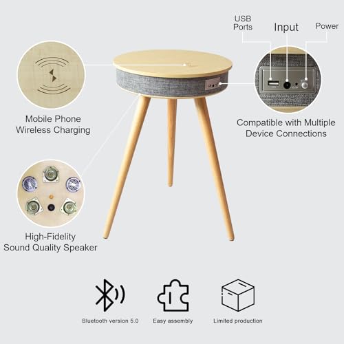 Smart End Table with Charging Station and Bluetooth Speaker G24717