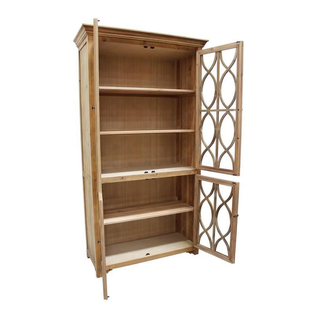 Natural Solid Wood Cabinet with 4 Glass Doors C704