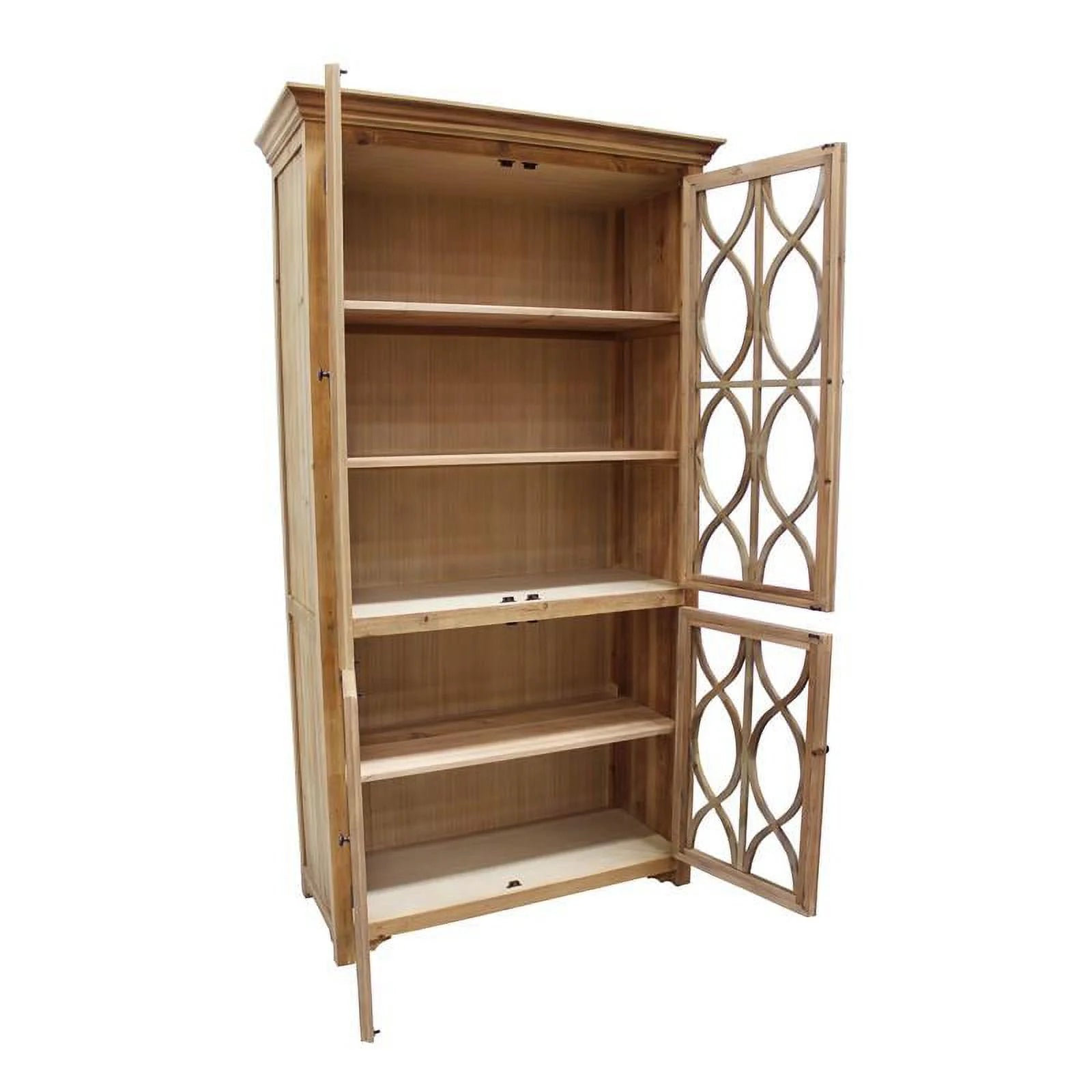Natural Solid Wood Cabinet with 4 Glass Doors C704
