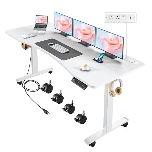55'' x 24'' Electric Adjustable Height Sit Stand Desk with Charging Station (Oak) O6843