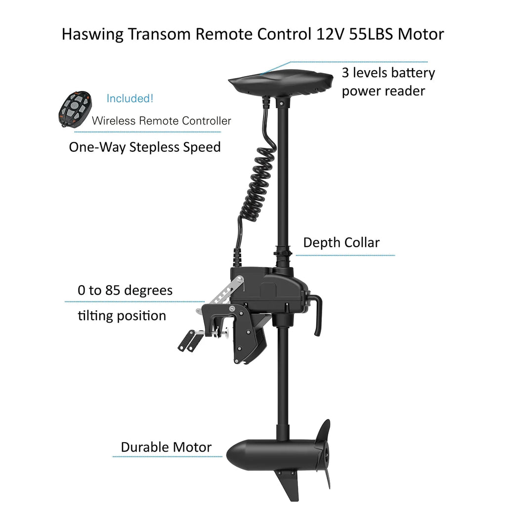11.5ft Inflatable Pontoon Boat with Black 12V 55LBS Remote Trolling Motor and Foot Control O7404