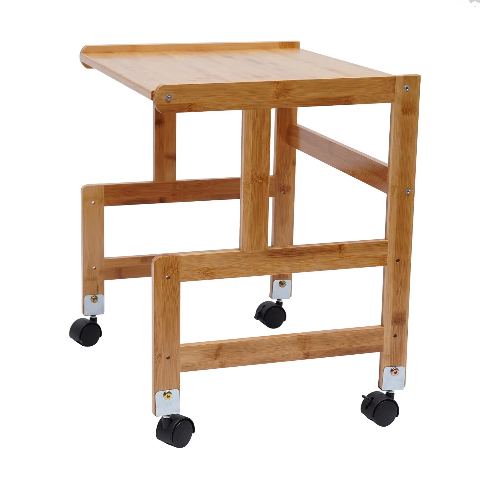 Wood Floor-Standing Printer Cart with Storage Shelf and 4 Wheels P74408