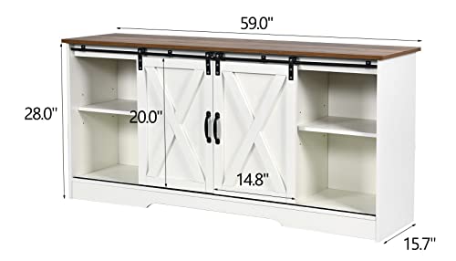 Espresso Farmhouse TV Stand with Sliding Barn Doors H572