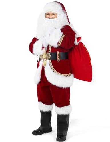 11PCS Deluxe Adult Red Santa Suit S286