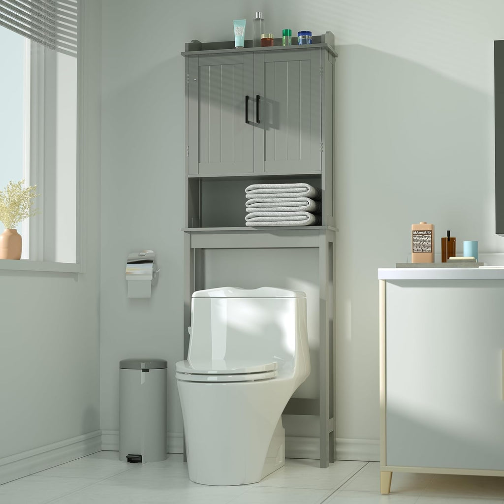 Grey Over The Toilet Storage Cabinet with Adjustable Shelf D8160
