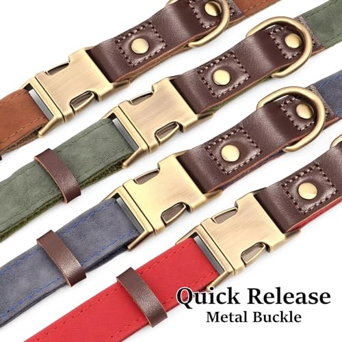 Brown Leather Dog Collar with Quick Release Metal Buckle B79862