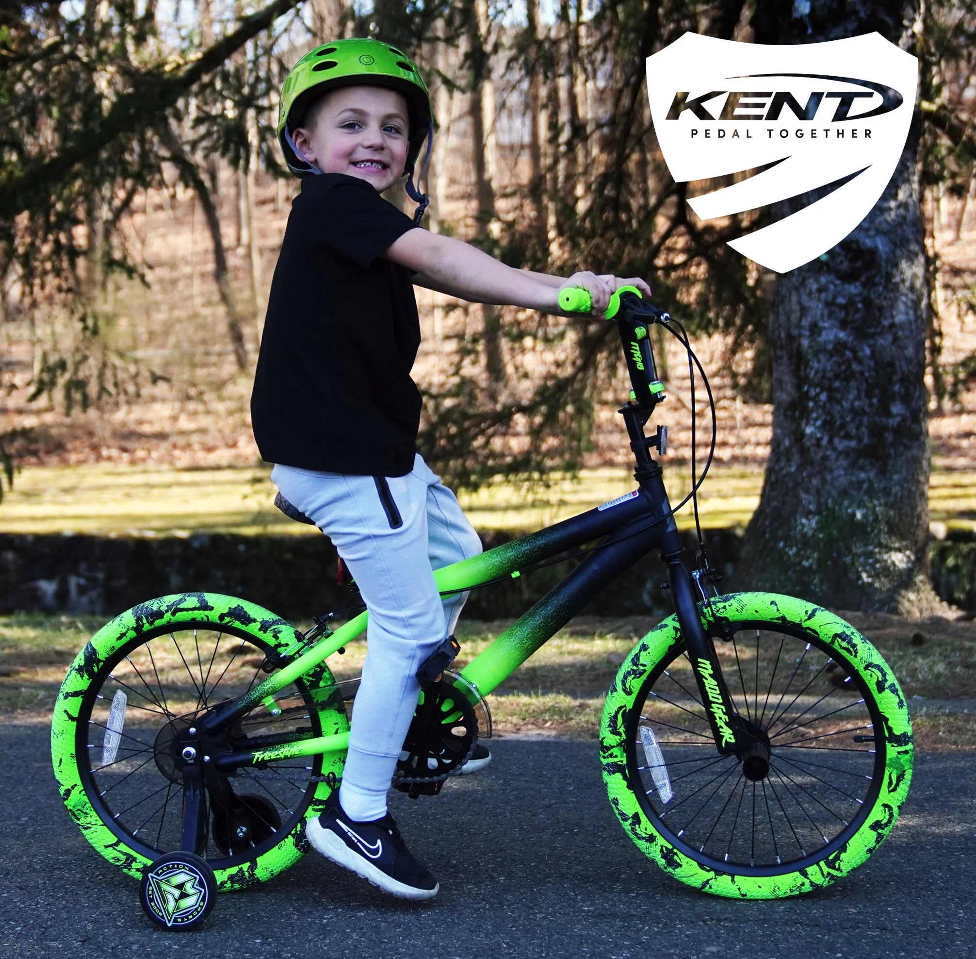 18" Black and Green BMX Bike X639