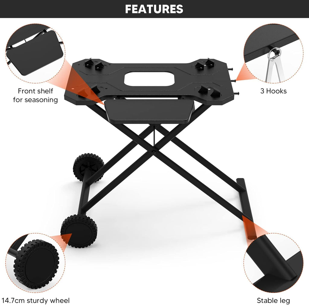 Portable Griddle Stand with Wheel and Shelf G85859