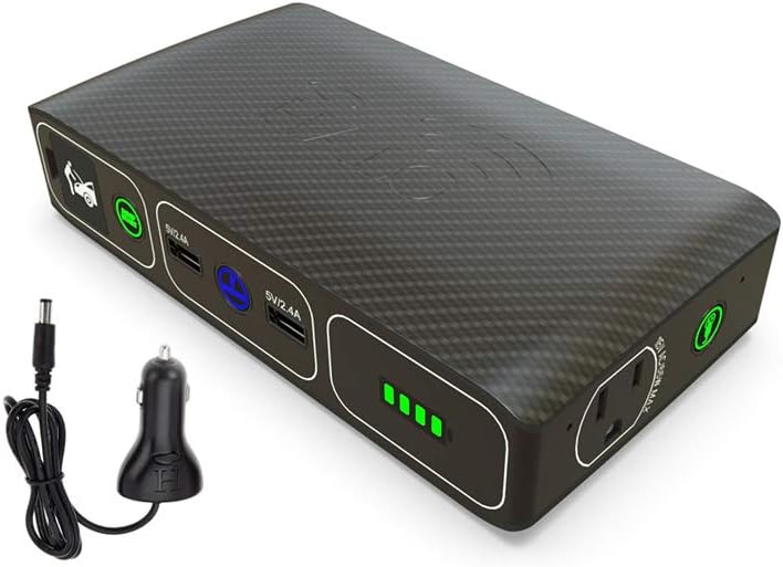 44400 mWh Portable Laptop Power Bank with AC Outlet and Car Charger, Black Graphite V142194