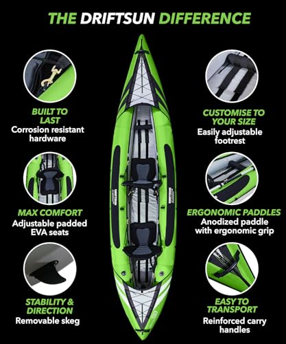 Inflatable Touring Kayak with EVA Padded Seats, Paddles, Pump H3421