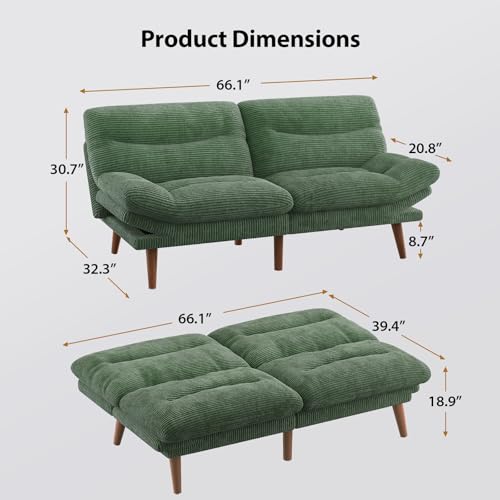 Grey Corduroy Convertible Futon Sofa Bed Z16755