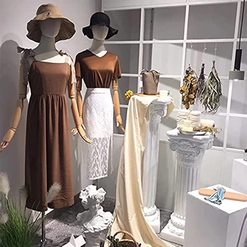 Beige Display Mannequin with Detachable Head, Wooden Hands, Adjustable Height Stand K4661