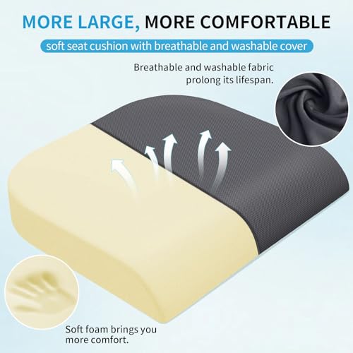 Large Seat Cushion, Soft Foam Cushion, Non-Slip Chair Pad (Grey) L906848