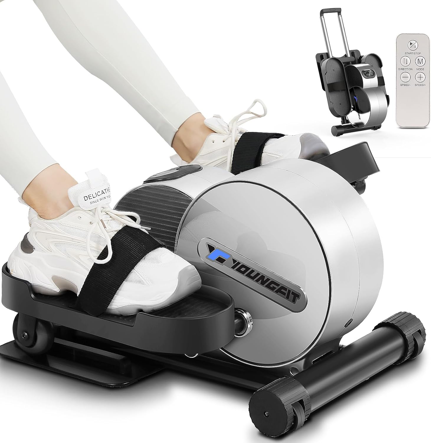 Under Desk Elliptical, Electric Seated Foot Pedal Exerciser with LCD Display Monitor, Remote Control P34606